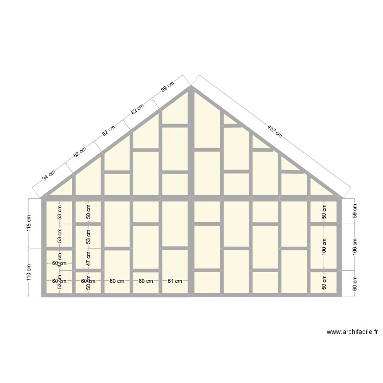 Calpinage isolation grenier. Plan de 37 pièces et 19 m2