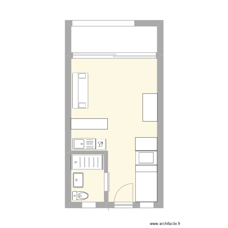 Appart Marlin. Plan de 3 pièces et 27 m2