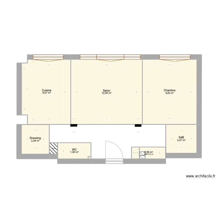 Antony. Plan de 9 pièces et 39 m2