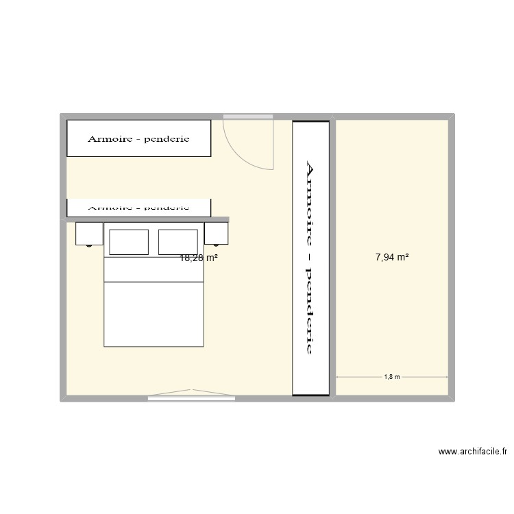 chambre essai 2. Plan de 2 pièces et 26 m2