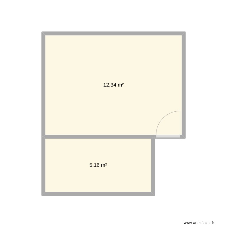 Garros etage essai. Plan de 2 pièces et 18 m2