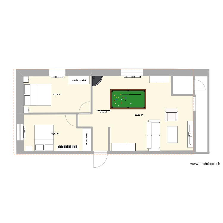 plan loulan. Plan de 3 pièces et 63 m2