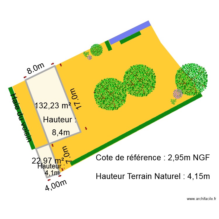 PLAN DE MASSE TERRAIN avant travaux NEW. Plan de 2 pièces et 155 m2