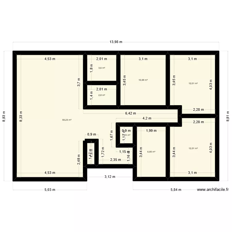 Test plan.01 restriction.01. Plan de 8  et 99 m²