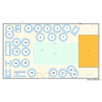 Plan réveillon 2025-2026 avec empattement chaises et 21 tables rondes