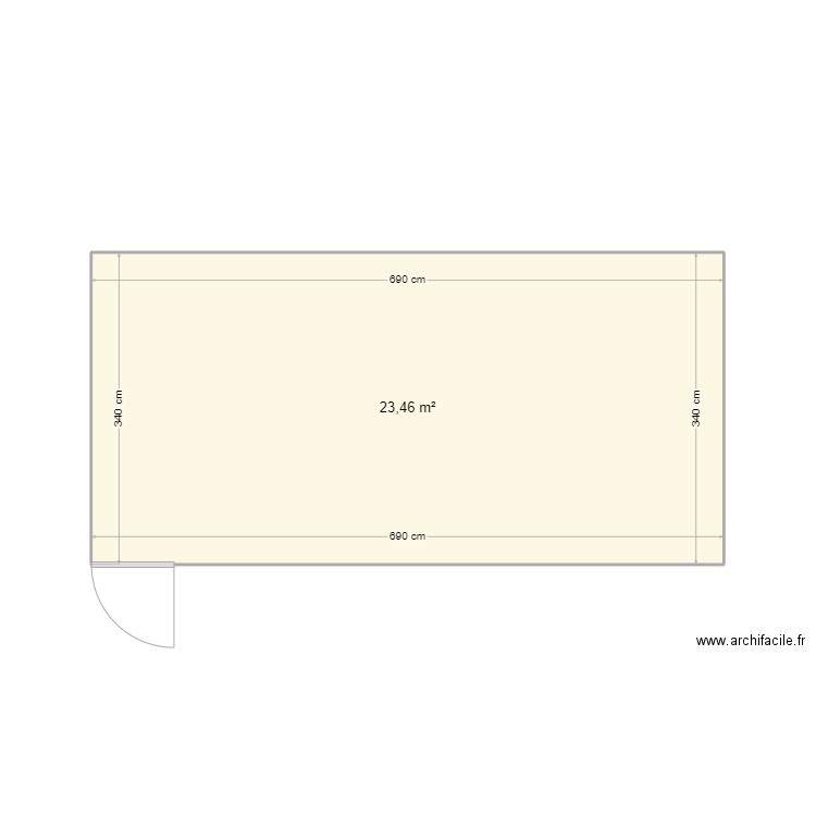 terrasse manu. Plan de 1 pièce et 23 m2