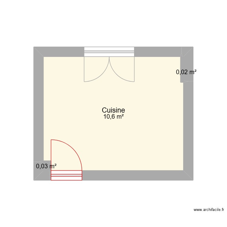Cuisine Goussainville. Plan de 3 pièces et 11 m2