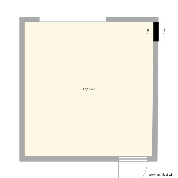 Exo. Plan de 1 pièce et 47 m2
