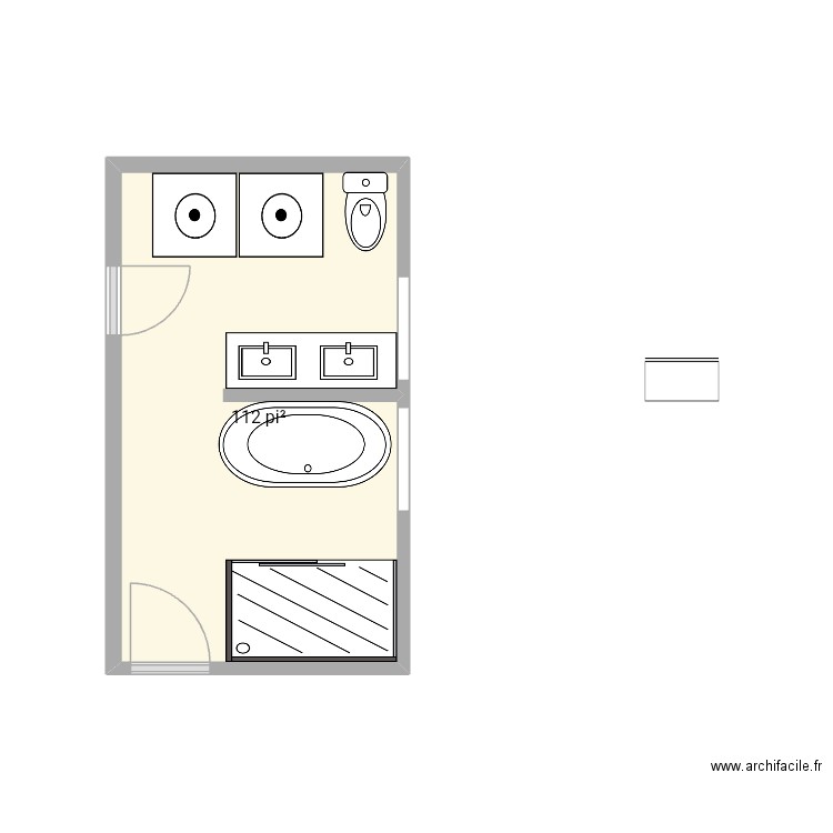2 portes. Plan de 1 pièce et 10 m2