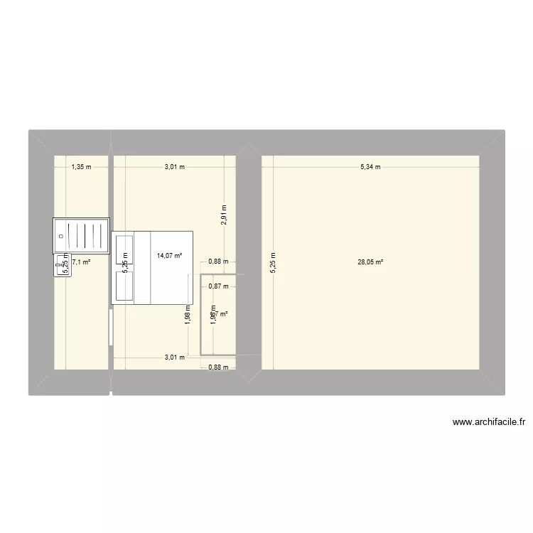 etage 1jet. Plan de 4  et 51 m²
