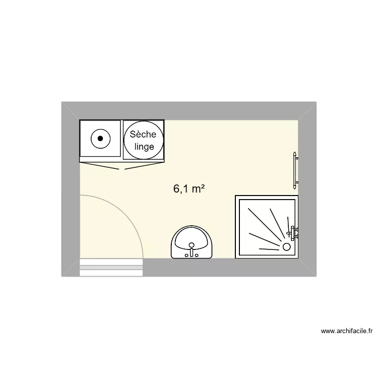 Salle de Bain maison. Plan de 1  et 6 m²