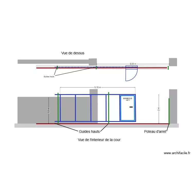 coulissant droit 5m15. Plan de coulissant droit 5m15. Plan de