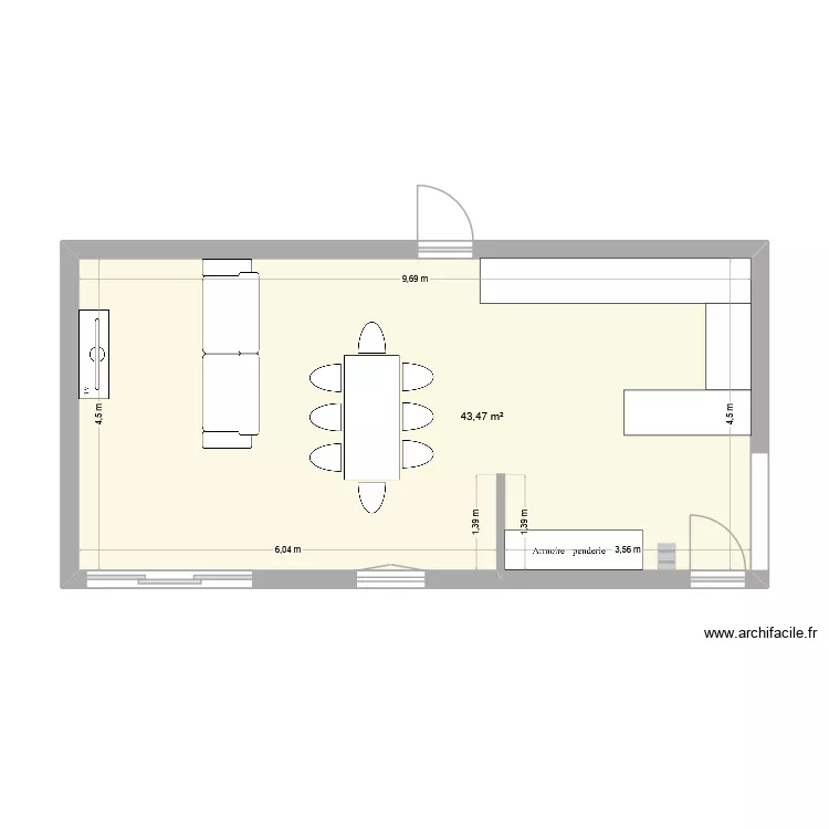 salon max. Plan de 0 pièce et 0 m2