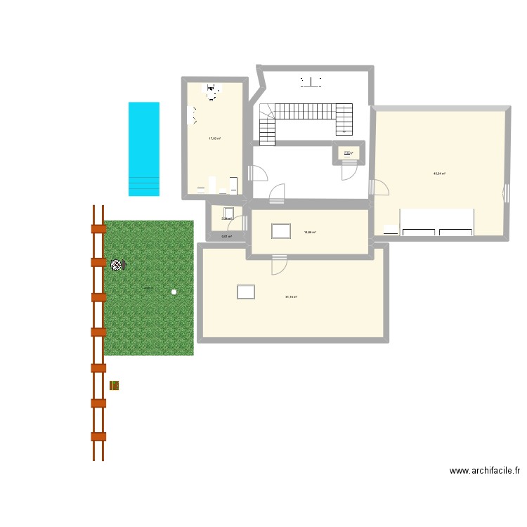 terre. Plan de 7 pièces et 122 m2
