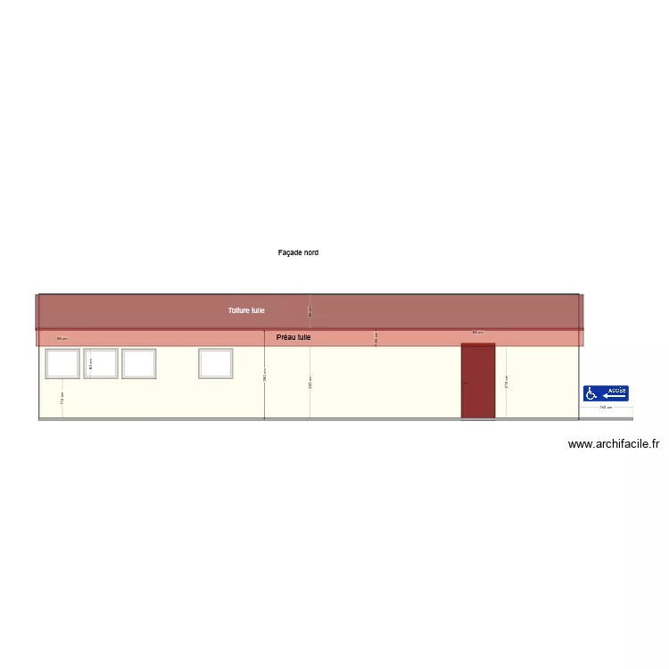 plan local facade nord. Plan de 2 pièces et 69 m²
