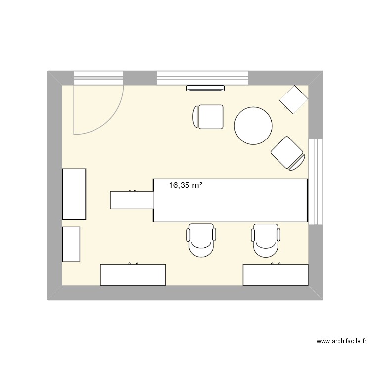 Bureau. Plan de 1 pièce et 16 m2