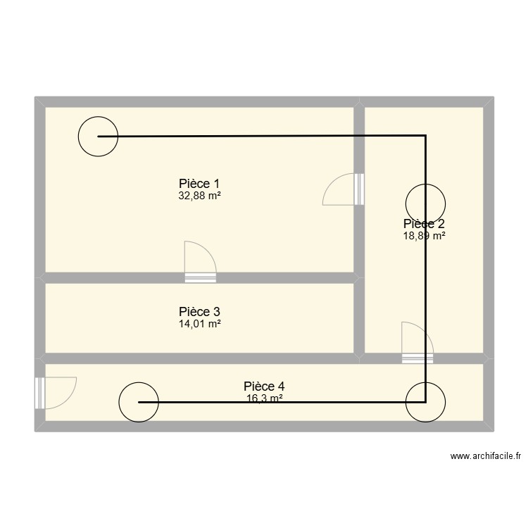 Suite incident. Plan de 4 pièces et 82 m2