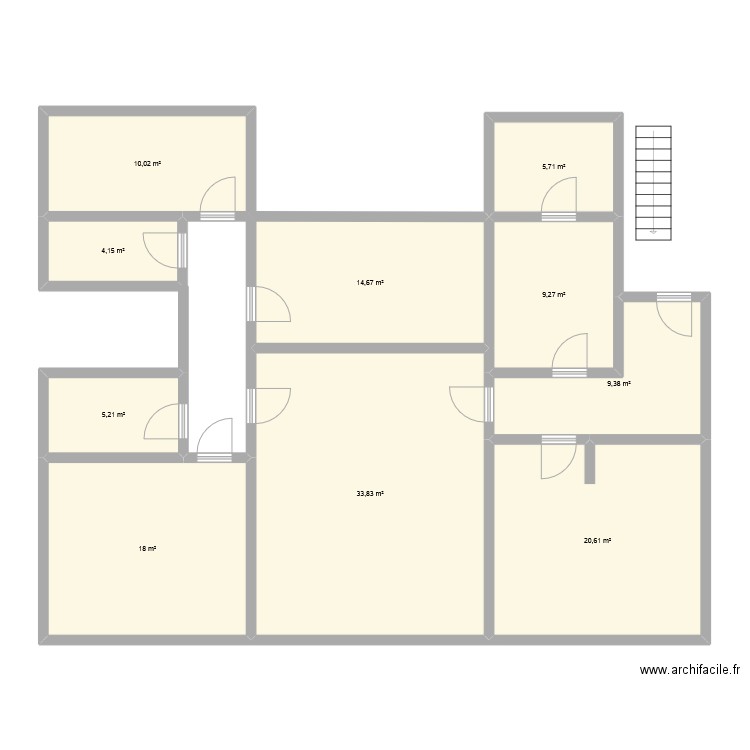 Mi casa (habitaciones - metro cuadrado). Plan de 10 pièces et 131 m2