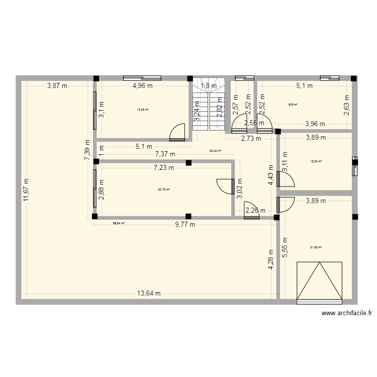 olan. Plan de 7 pièces et 197 m2
