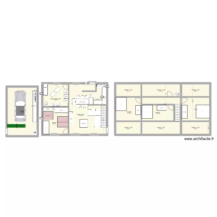 Maison V2. Plan de 14  et 198 m²