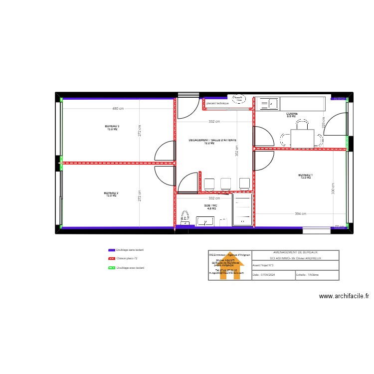 PLAN ETAT DES LIEUX ANDRIEUX 10. Plan de 2 pièces et 18 m2