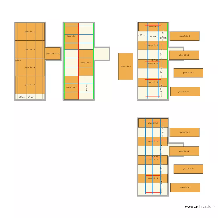Plafond couloir. Plan de 