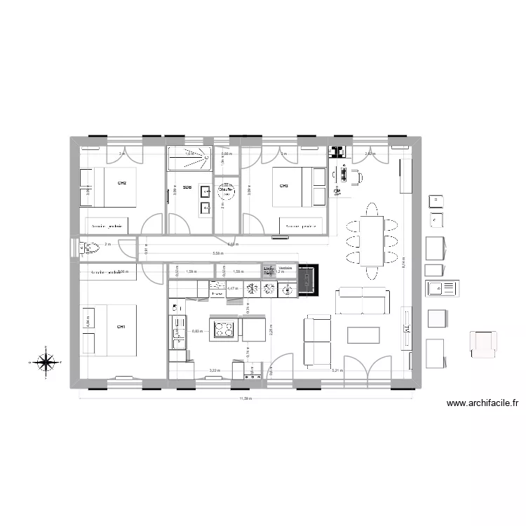 Plan projet 5a_Paron. Plan de 11  et 92 m²