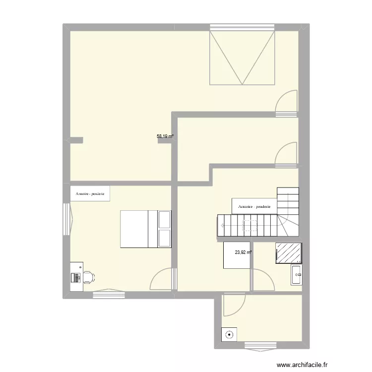 amenagement sous sol - v1. Plan de 2  et 82 m²