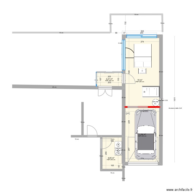 Agrandissement NADINE. Plan de 3 pièces et 31 m2
