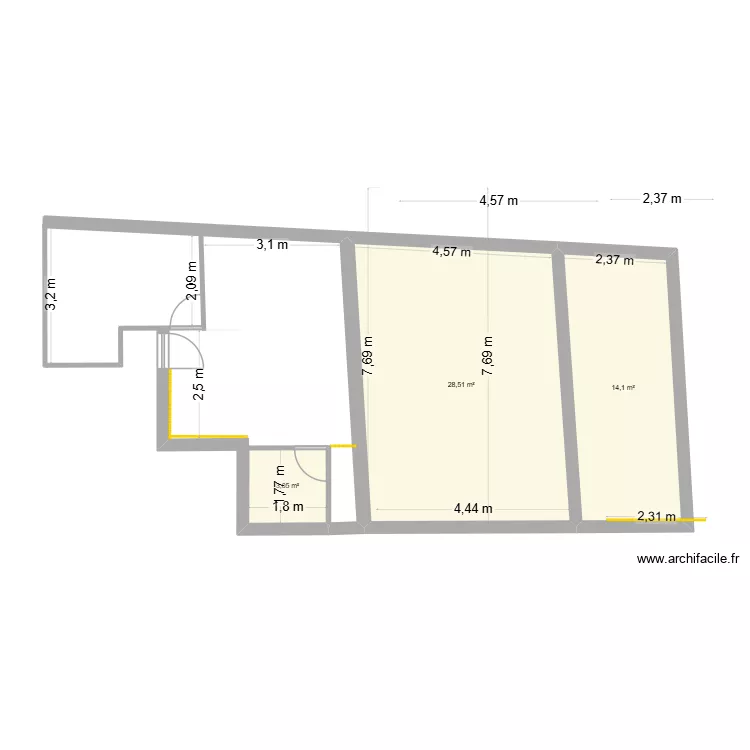 M-2. Plan de 3 et 46 m² M-2. Plan de 3 et 46 m²