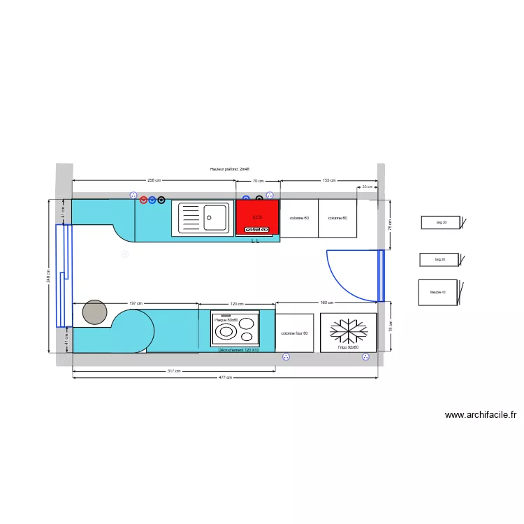 Cuisine Rossan_V5 frigo am&eacute;. Plan de 