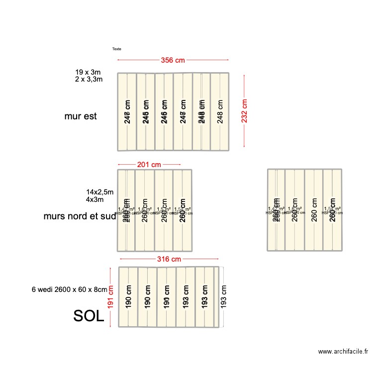 mur bois rdc. Plan de 20 pièces et 27 m2