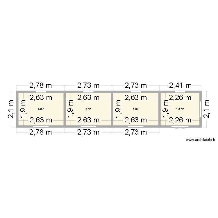 plan interieur. Plan de 4 pièces et 19 m2