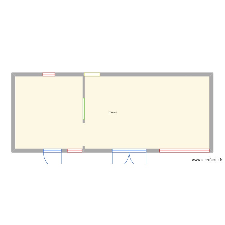 plan écurie nue. Plan de 1 pièce et 78 m2