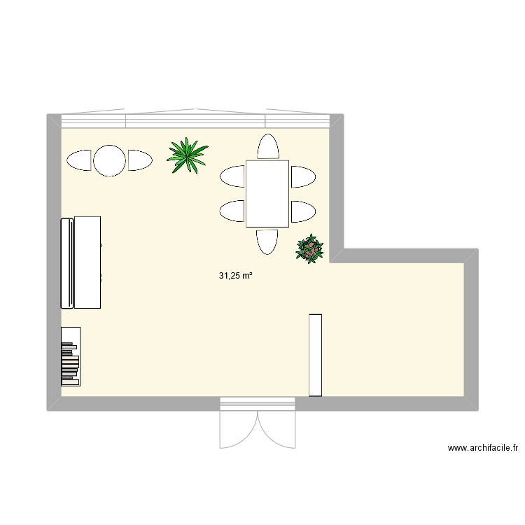 Salle de détente. Plan de 1 pièce et 31 m2