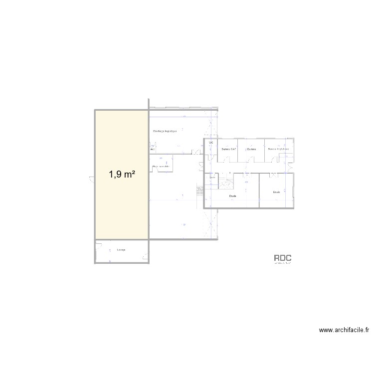 Agence Toulouse. Plan de 1 pièce et 2 m2