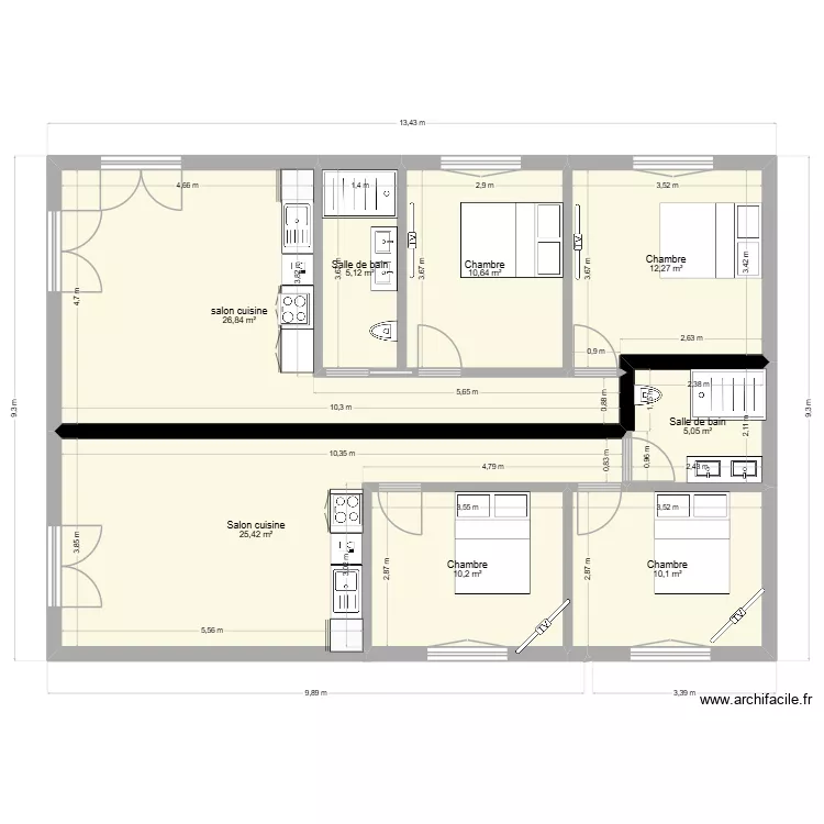 etage comb. Plan de 8  et 106 m²