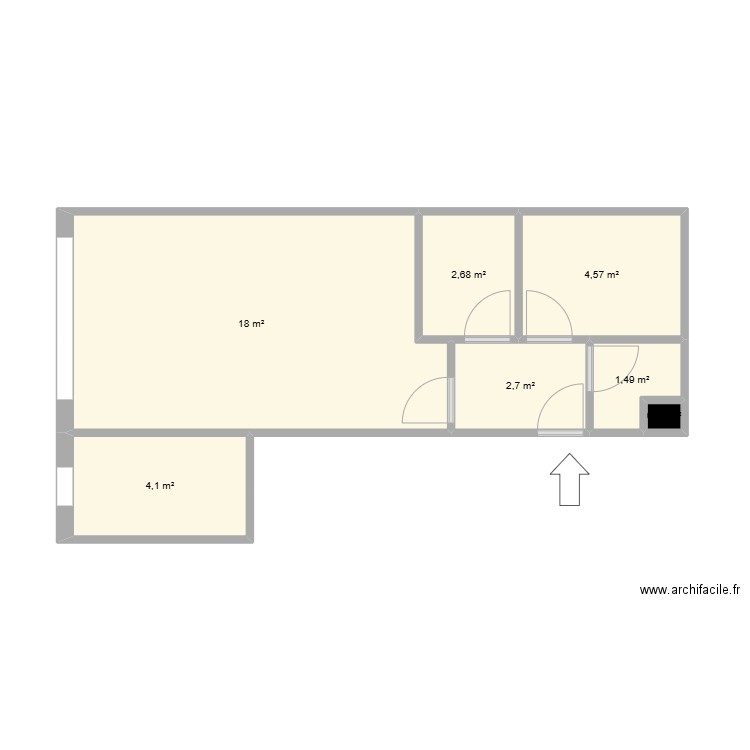 dareau. Plan de 7 pièces et 34 m2