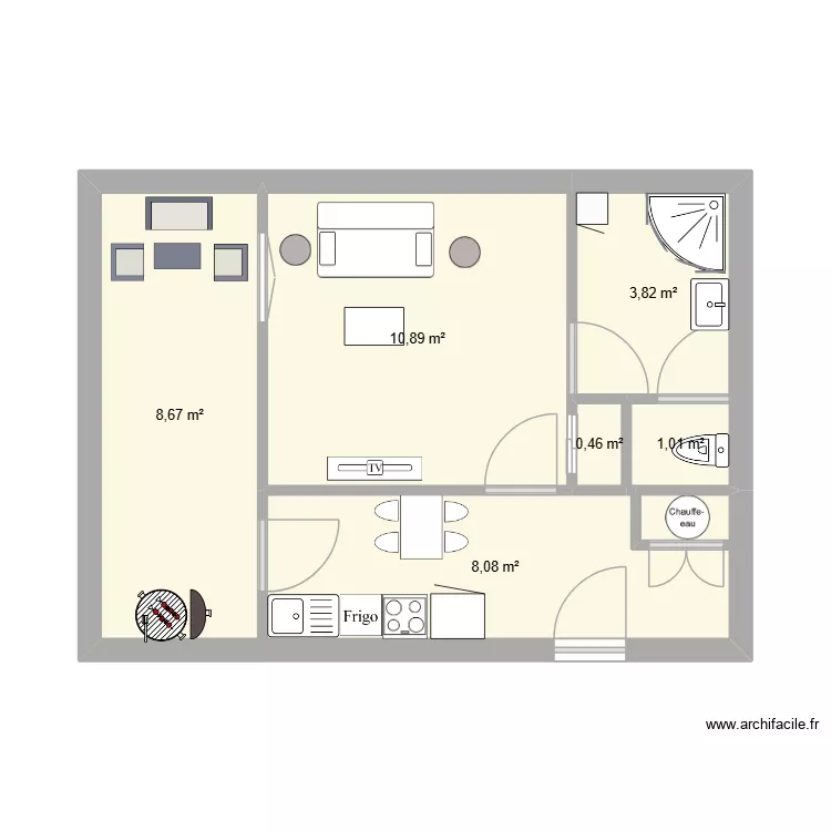 Auvergne. Plan de 6  et 33 m²