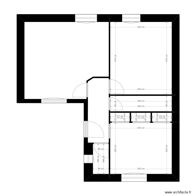 rouard. Plan de 14 pièces et 98 m2