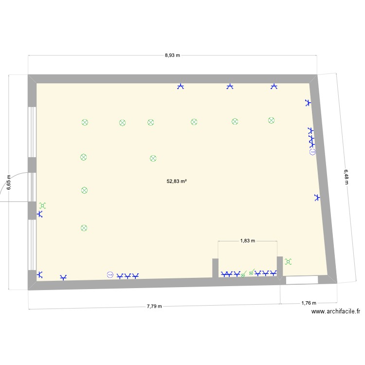 Electricité Grange. Plan de 1 pièce et 53 m2
