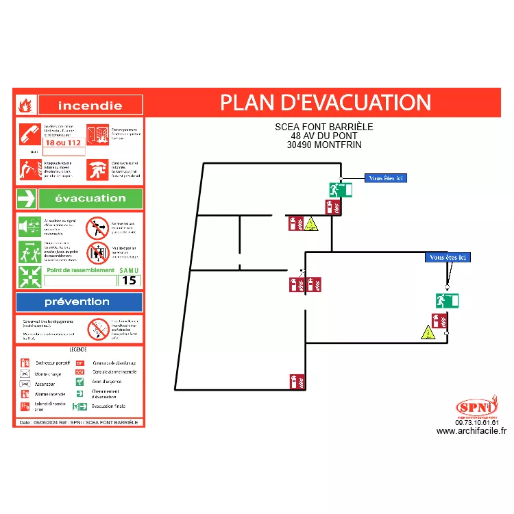 SCEA FONT BARRIÈLE EVAC. Plan de SCEA FONT BARRIÈLE EVAC. Plan de