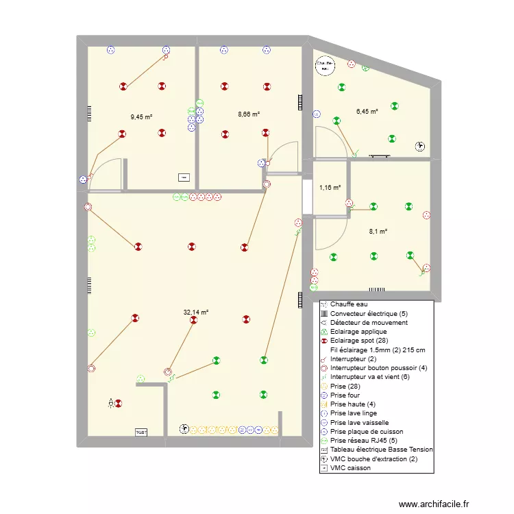 menil etage. Plan de 