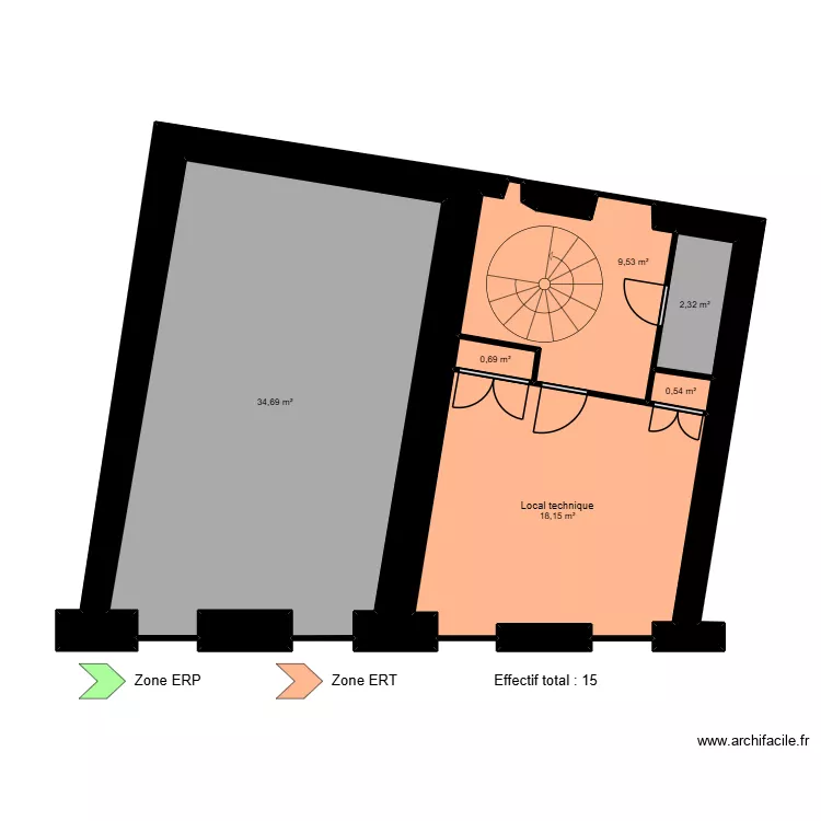 Issoire R+2 - ERP. Plan de 11  et 82 m²