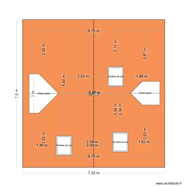 TOITURE. Plan de 1  et 47 m²