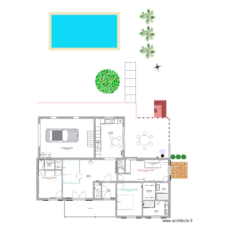 projet 5J  Allemagne. Plan de 15 pièces et 142 m2