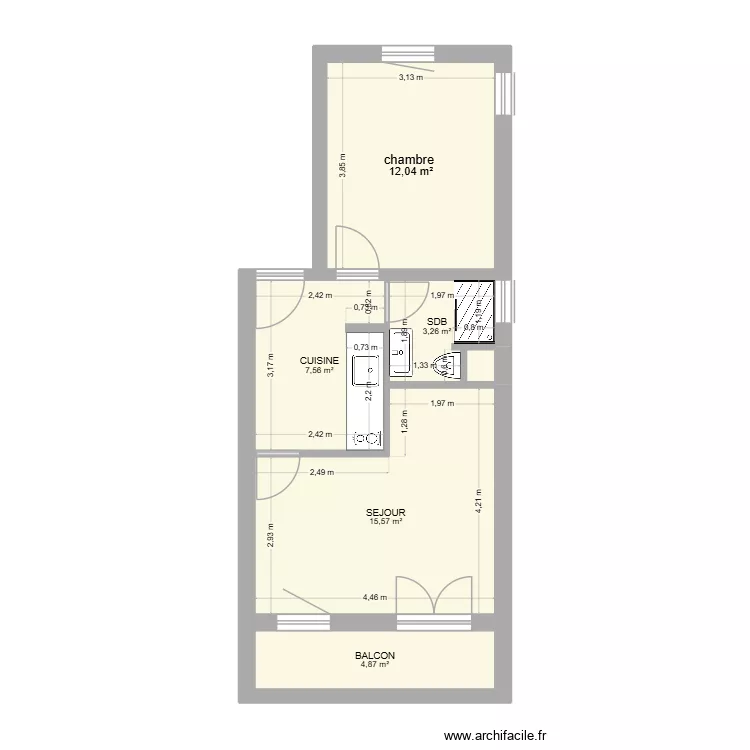 2GVT. Plan de 6  et 44 m²