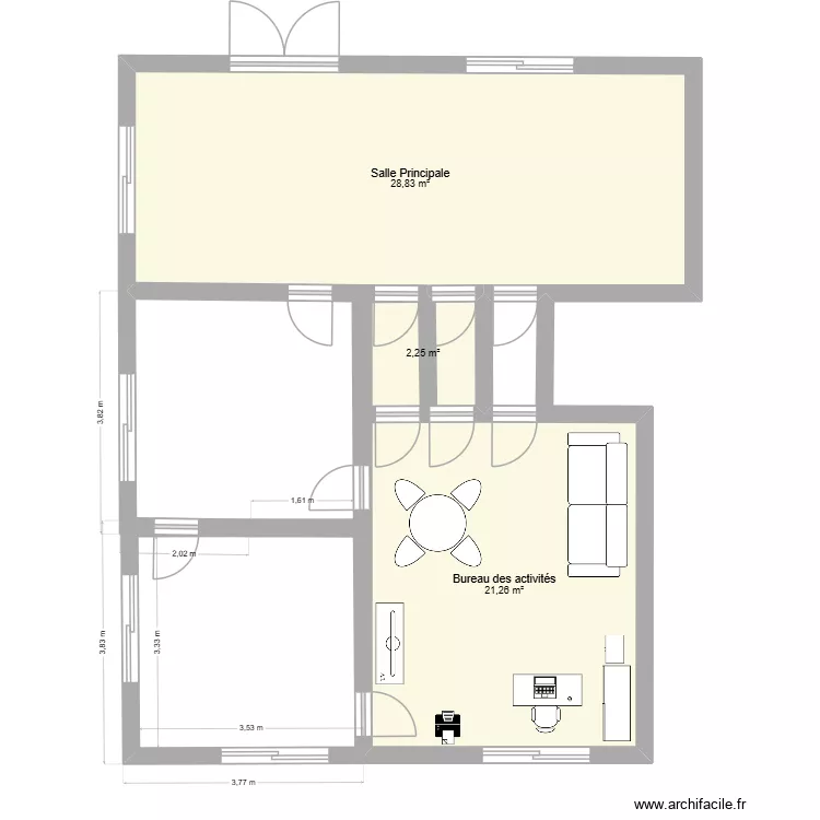 Test_38. Plan de 3 pièces et 52 m² Test_38. Plan de 3 pièces et 52 m²