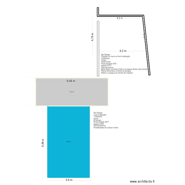 David- Paderne. Plan de 2 pièces et 85 m2