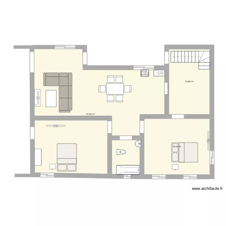 2è etg. Plan de 3 Pièces et 101 m² 2è etg. Plan de 3 Pièces et 101 m²